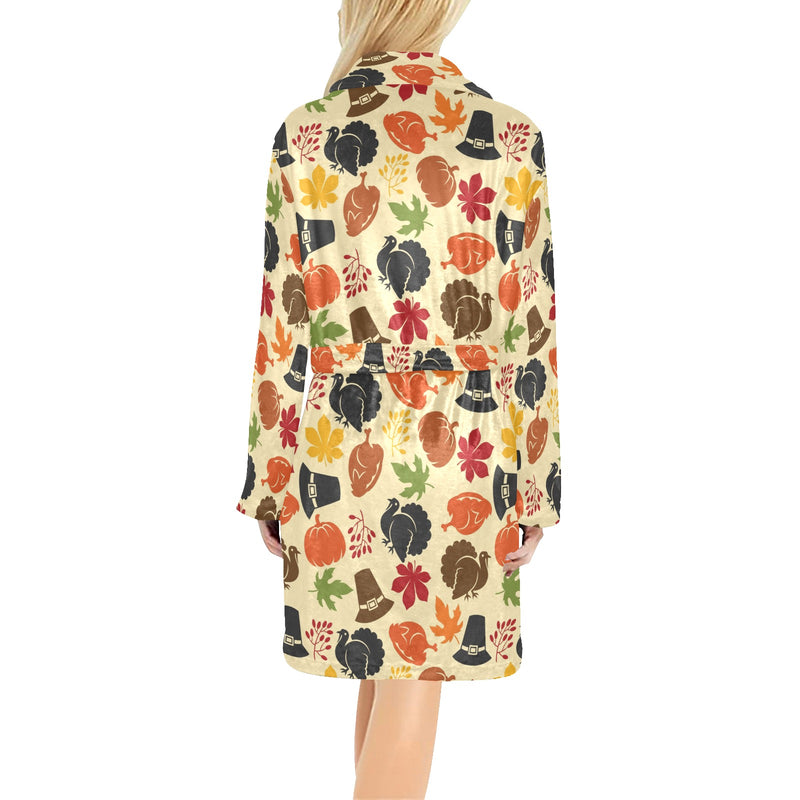 Thanksgiving Print Design LKS303 Women's Fleece Robe