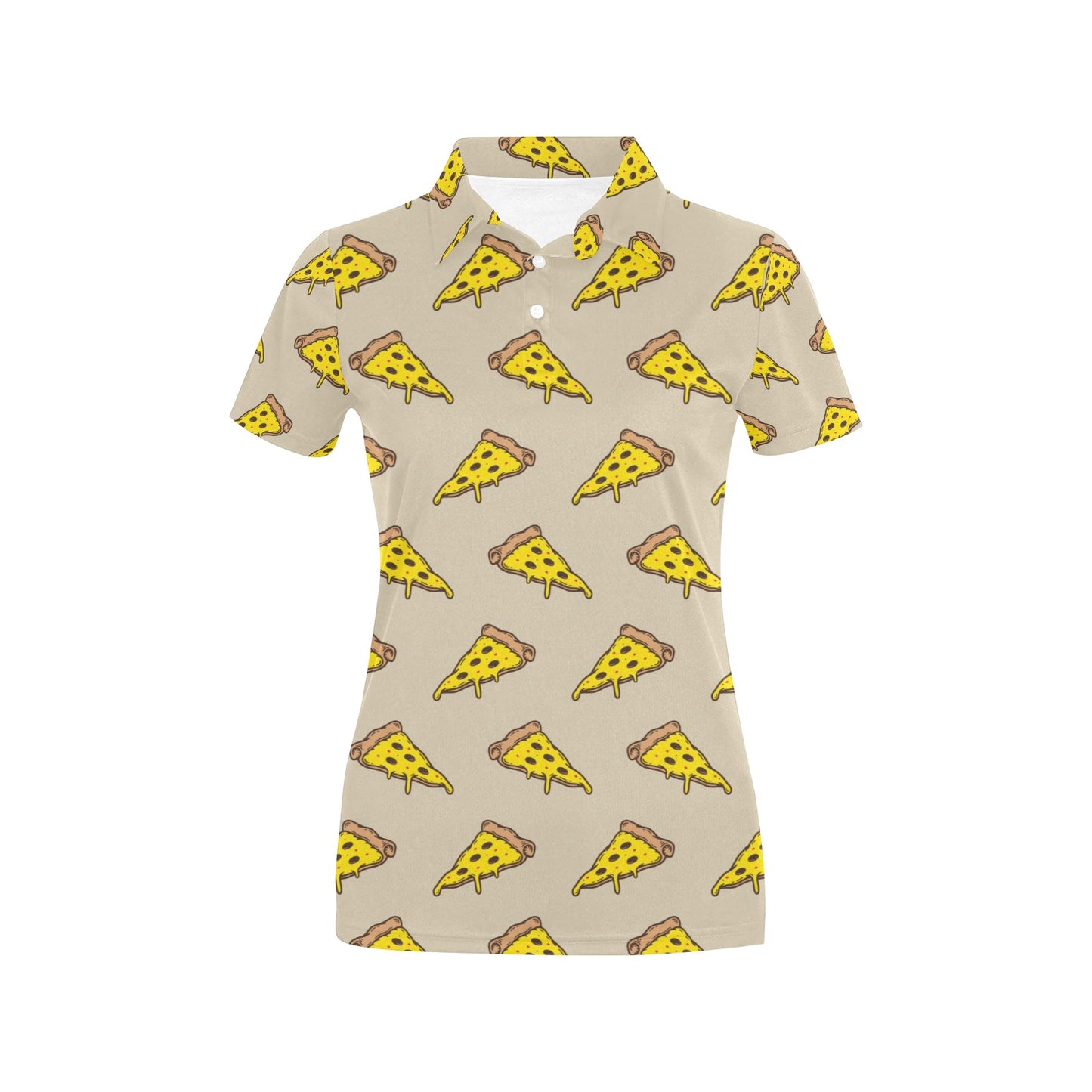 Pizza Pattern Print Design A04 Women's Polo Shirt