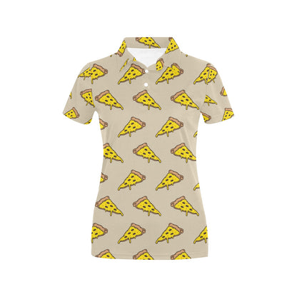 Pizza Pattern Print Design A04 Women's Polo Shirt
