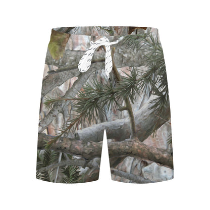 Camo Realistic Tree Forest Pattern Men's Swim Trunks Beach Shorts
