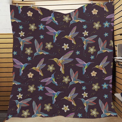 Hummingbird Pattern Print Design 04 Premium Quilt