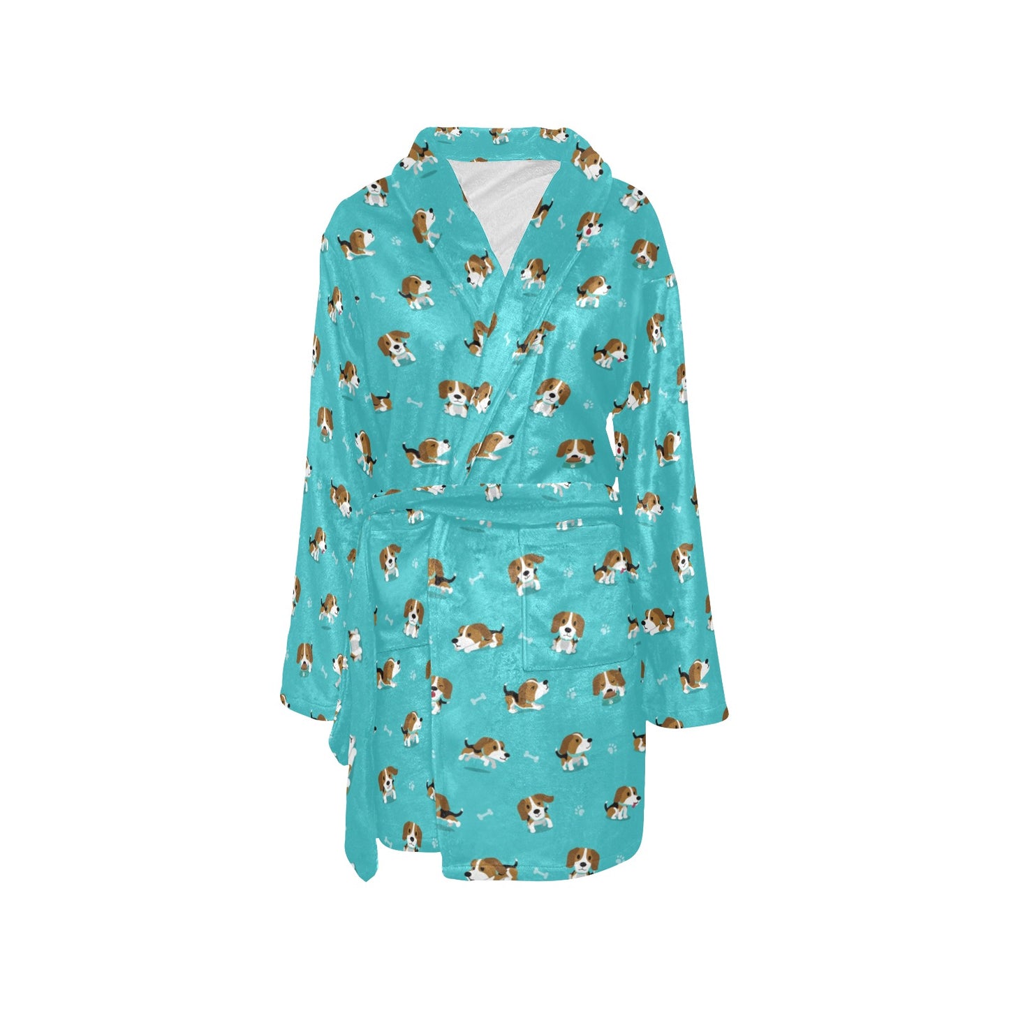 Beagle Pattern Print Design 05 Women's Fleece Robe