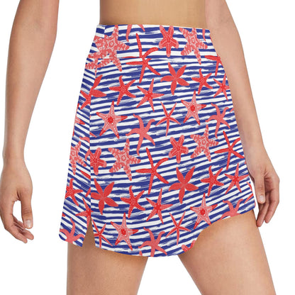 Starfish Print Design LKS401 17" Golf & Pickleball Skort with Pockets