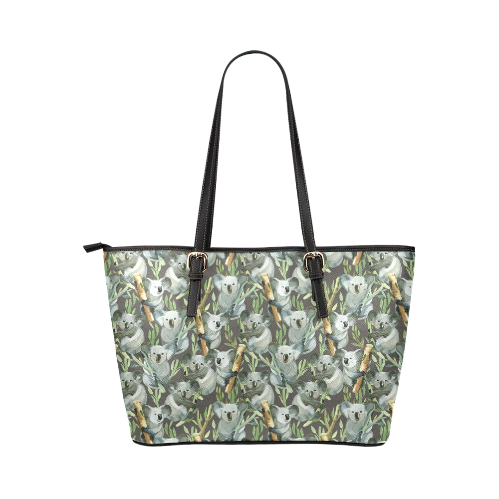 Koala Pattern Design Print Leather Tote Bag