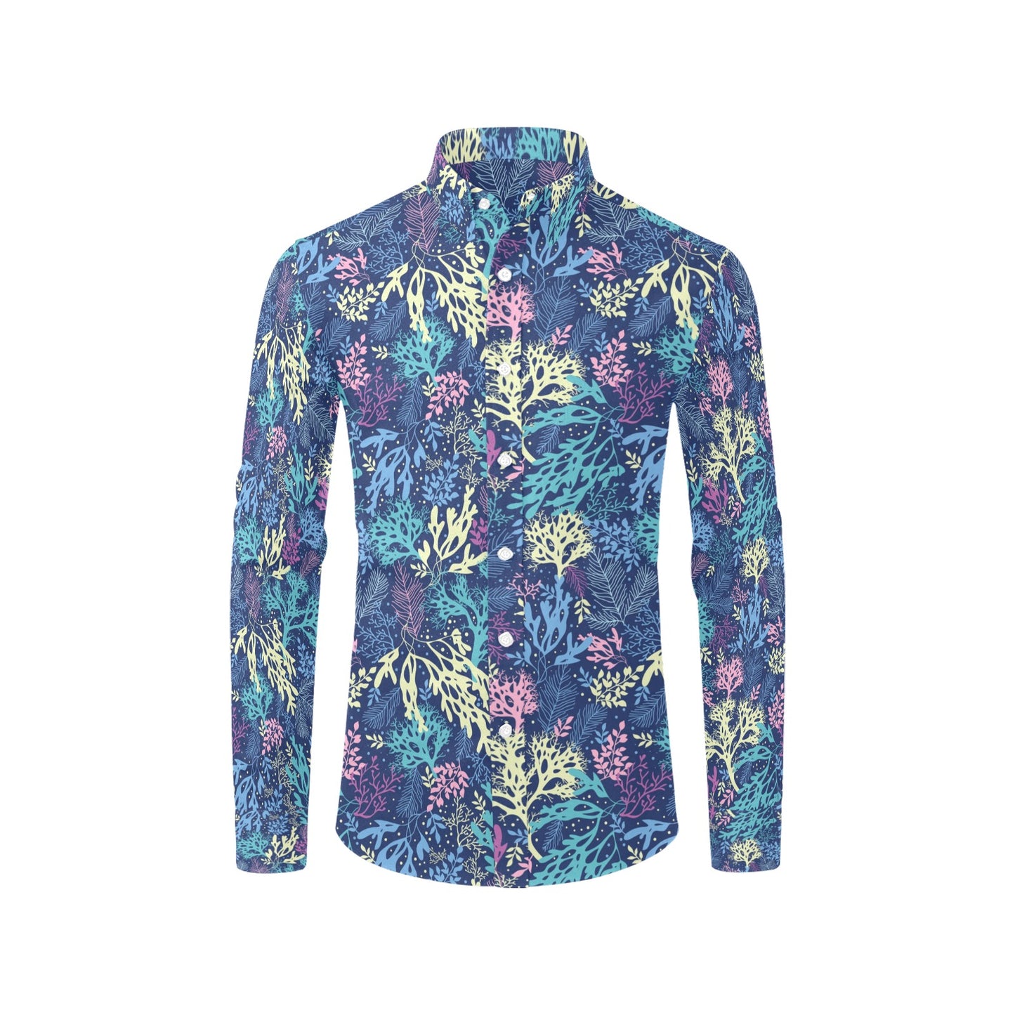 Seaweed Print Design LKS301 Men's Long Sleeve Dress Shirt