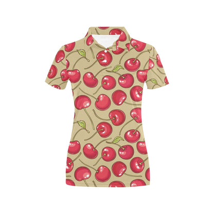 Cherry Pattern Print Design CH05 Women's Polo Shirt