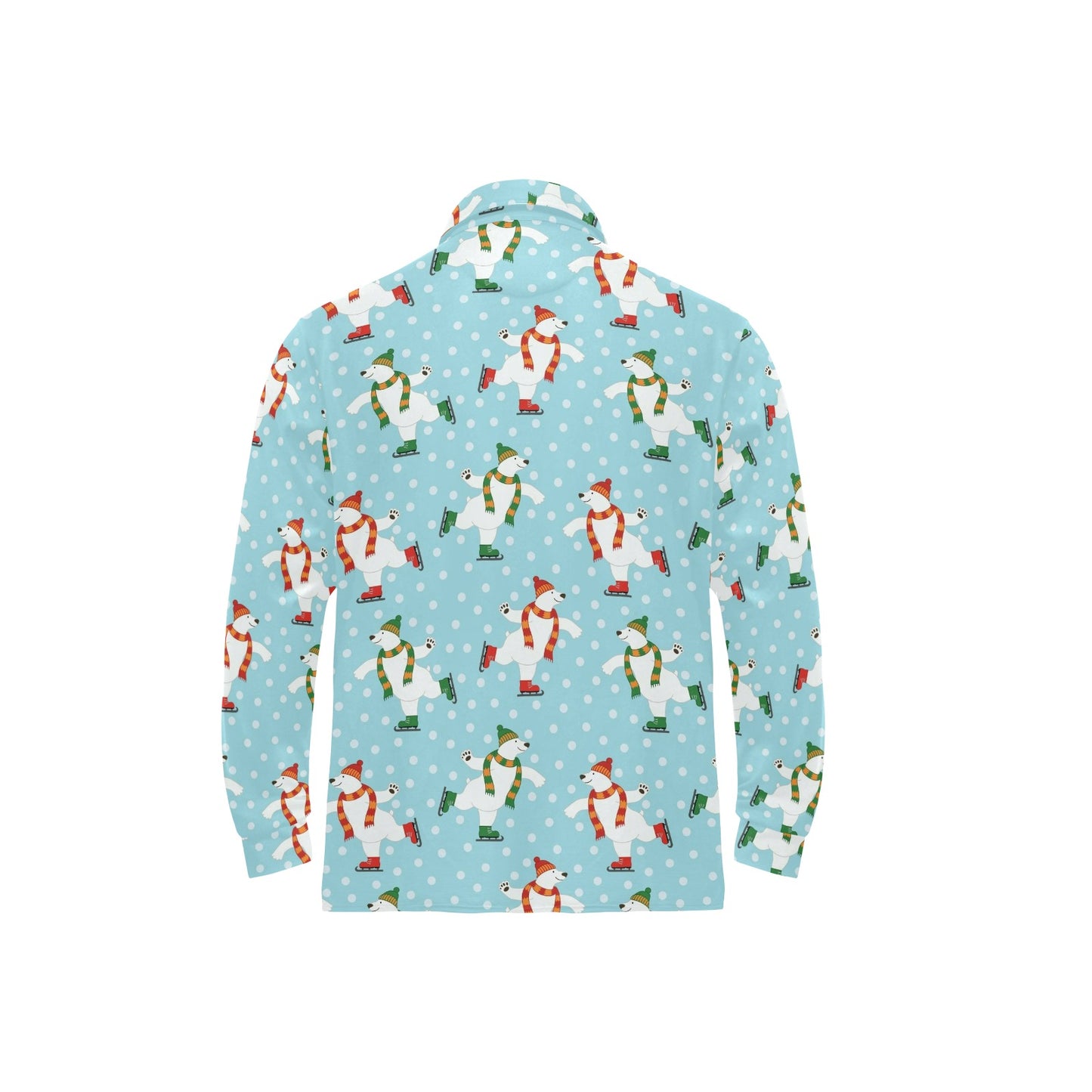 Polar Bear Pattern Print Design PB07 Long Sleeve Polo Shirt For Men's