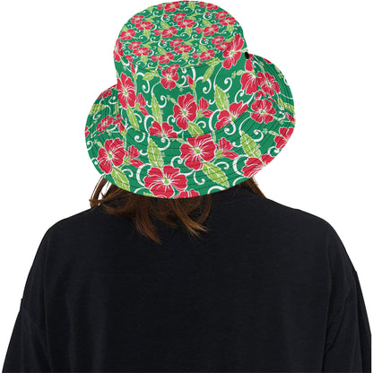 Red Hibiscus Pattern Print Design HB019 Unisex Bucket Hat