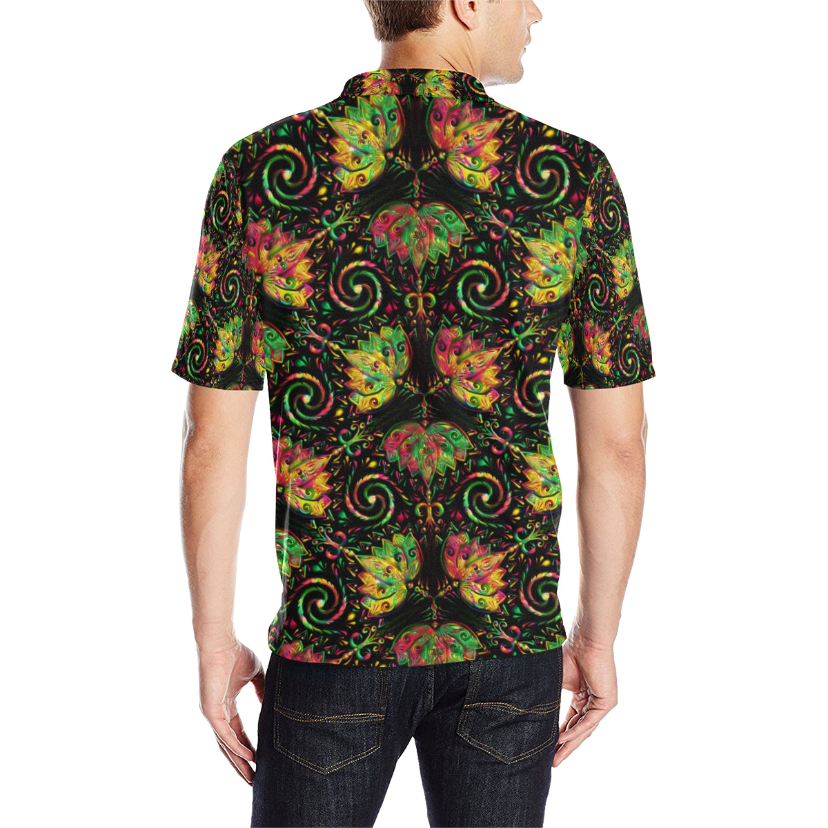 lotus Boho Pattern Print Design LO09 Men Polo Shirt