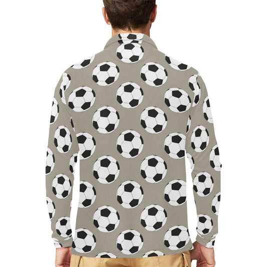 Soccer Ball Print Design LKS302 Long Sleeve Polo Shirt For Men's