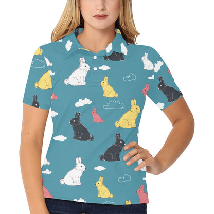 Rabbit Pattern Print Design RB014 Women's Polo Shirt