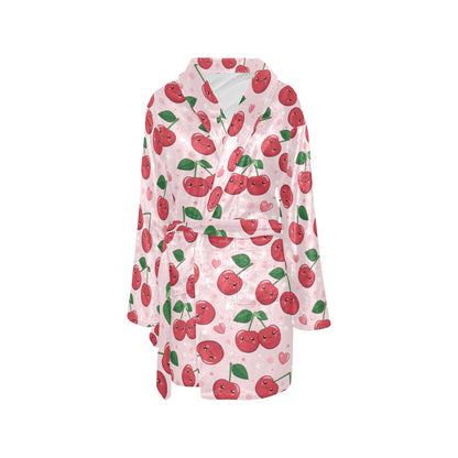 Cherry Pattern Print Design CH02 Women's Fleece Robe