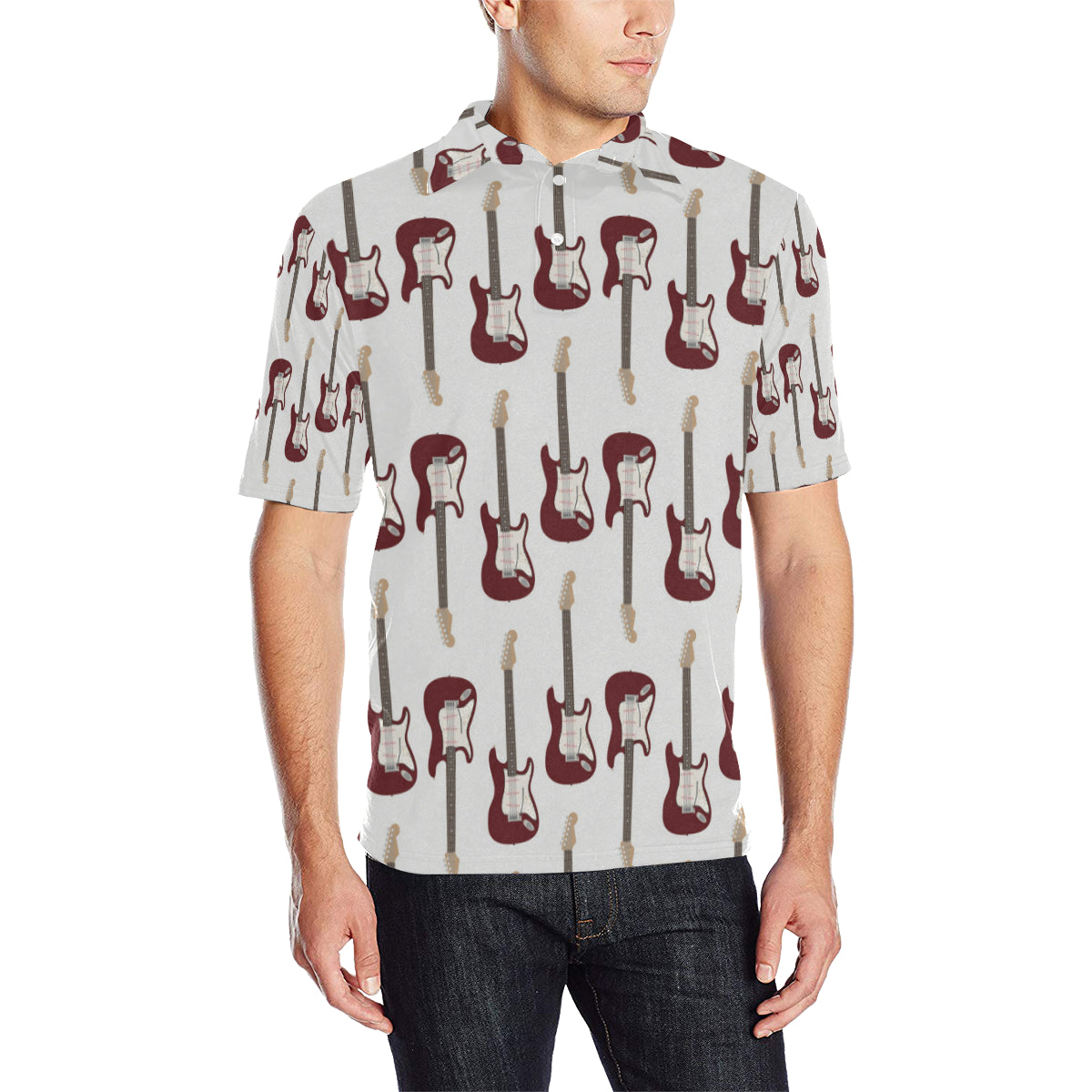 Bass Guitar Pattern Print Design 03 Men Polo Shirt