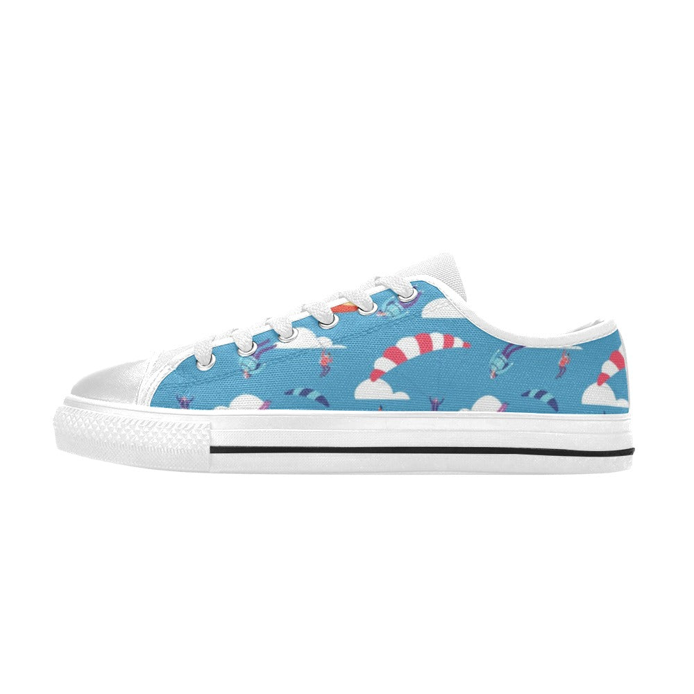 Skydiver Print Design LKS306 Women's White Low Top Shoes