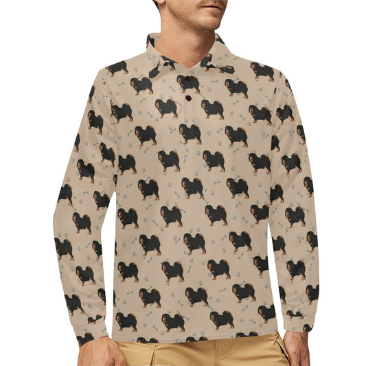 Tibetan Mastiffs Print Design LKS301 Long Sleeve Polo Shirt For Men's