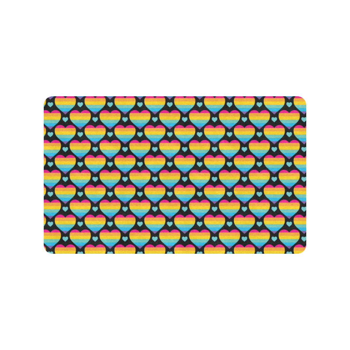 Rainbow Heart Print Pattern Rubber Doormat