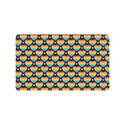 Rainbow Heart Print Pattern Rubber Doormat