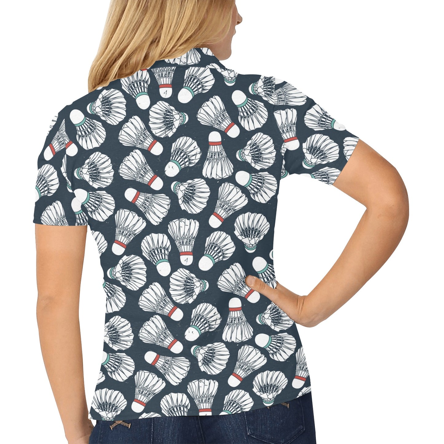 Badminton Ball Pattern Print Design 01 Women's Polo Shirt