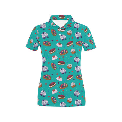 Cake Pattern Print Design 07 Women's Polo Shirt