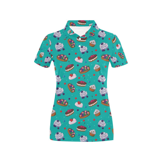 Cake Pattern Print Design 07 Women's Polo Shirt
