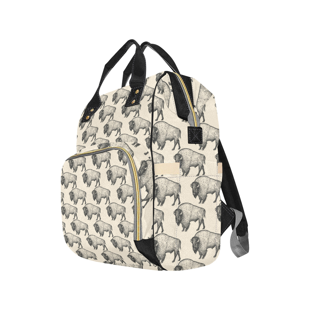 Bison Pattern Print Design 02 Diaper Bag Backpack