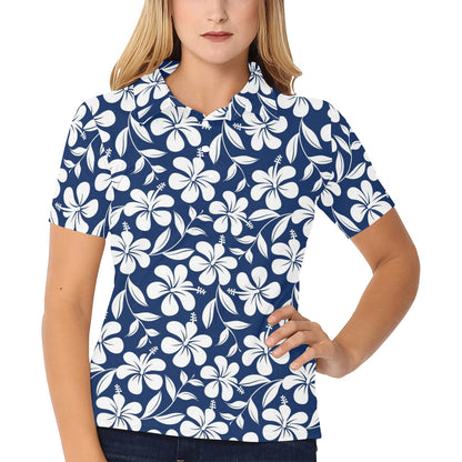 Hibiscus Pattern Print Design HB031 Women's Polo Shirt