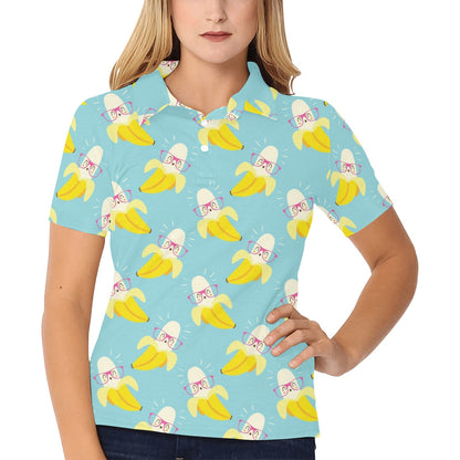 Banana Pattern Print Design BA07 Women's Polo Shirt