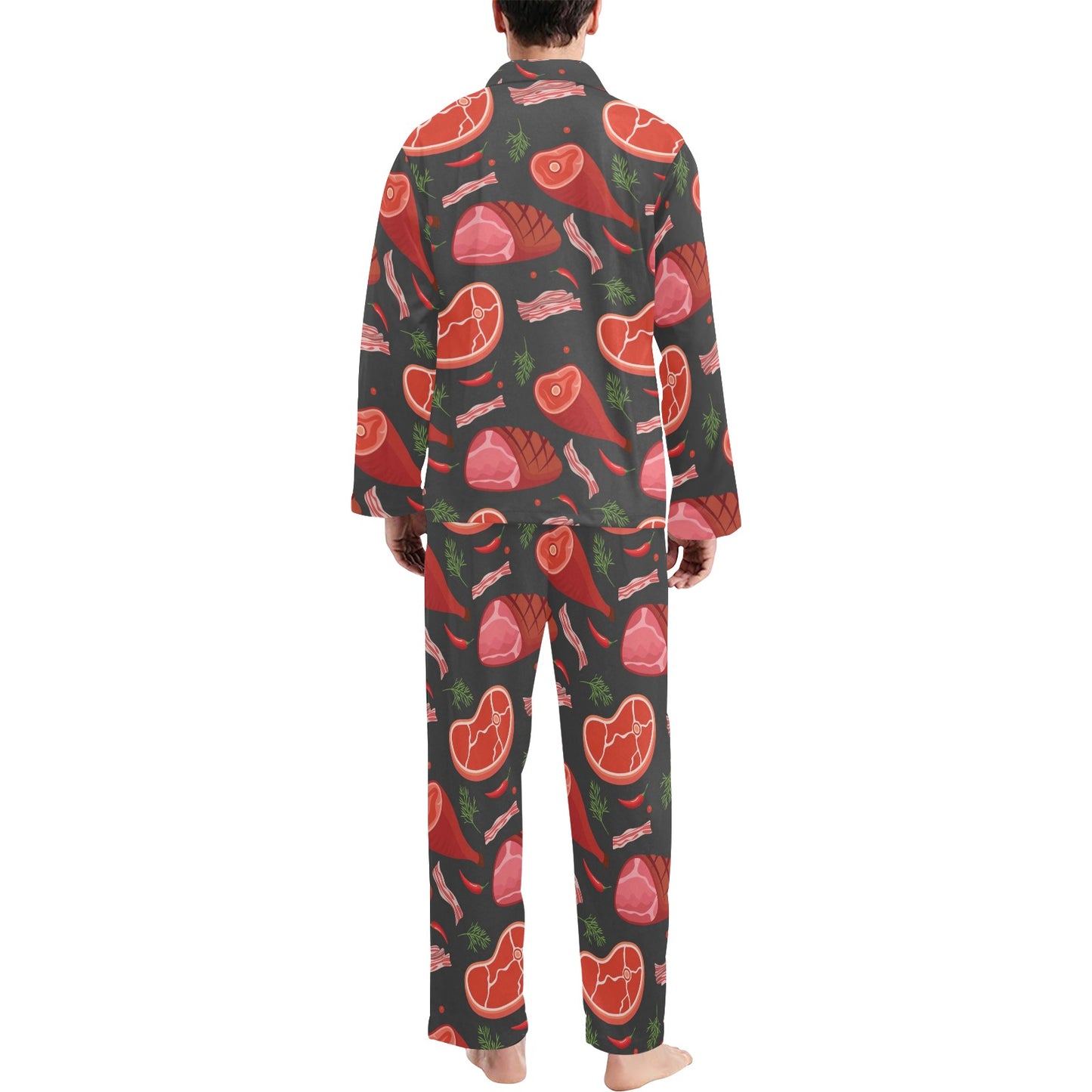 Meat Pattern Print Design 03 Men's Long Pajama Set