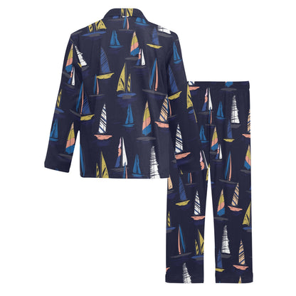 Sailing Ships Pattern Print Design A03 Men's Long Pajama Set