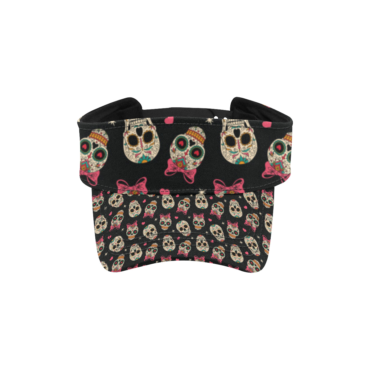 Sugar Skull Pink Bow Themed Print Unisex Sun Visor