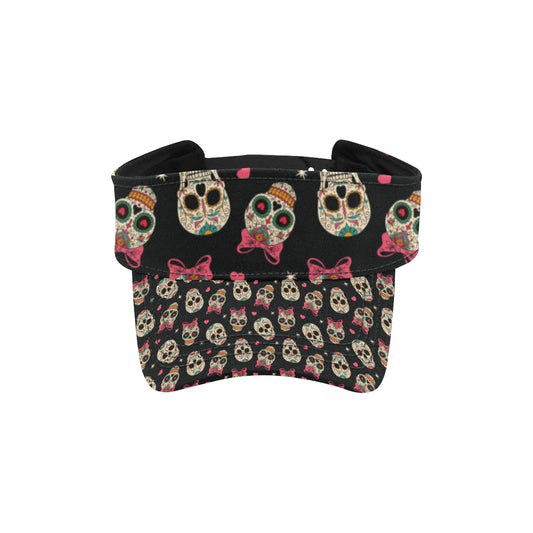 Sugar Skull Pink Bow Themed Print Unisex Sun Visor