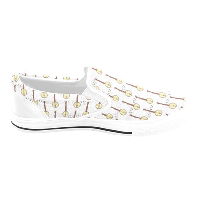 Banjo Print Design LKS402 White Slip Ons Canvas Women's Shoes