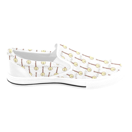 Banjo Print Design LKS402 White Slip Ons Canvas Women's Shoes