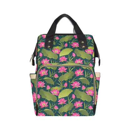 Water Lily Pattern Print Design WL09 Diaper Bag Backpack