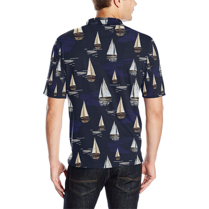 Sailing Ships Pattern Print Design A05 Men Polo Shirt