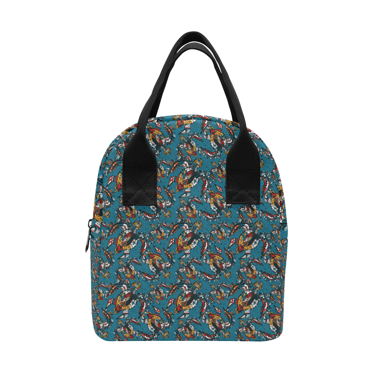 Sea Turtle Tribal Colorful Hand Drawn Insulated Lunch Bag