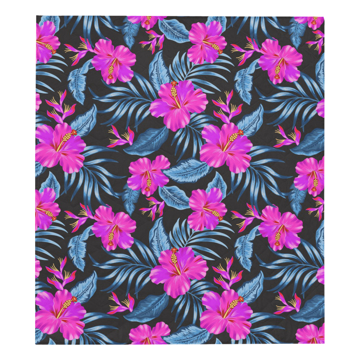 Neon Pink Hibiscus Pattern Print Design HB015 Premium Quilt