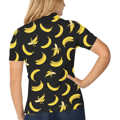 Banana Pattern Print Design BA05 Women's Polo Shirt