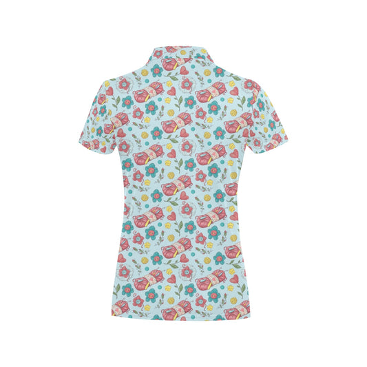 Crochet Pattern Print Design 01 Women's Polo Shirt