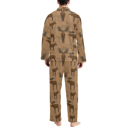 Moose Pattern Print Design 03 Men's Long Pajama Set
