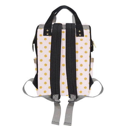 Polka Dot Gold Pink Pattern Print Design 01 Diaper Bag Backpack