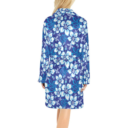Hibiscus Pattern Print Design HB04 Women's Fleece Robe