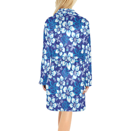 Hibiscus Pattern Print Design HB04 Women's Fleece Robe
