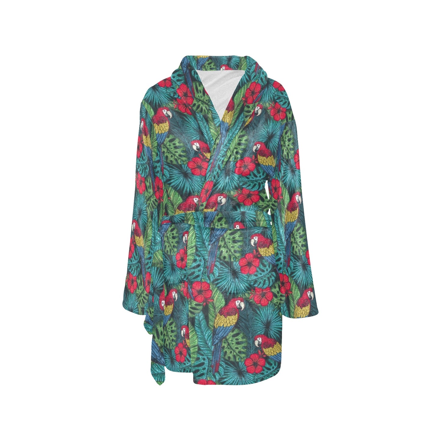 Parrot Pattern Print Design A05 Women's Fleece Robe