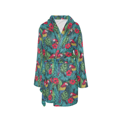 Parrot Pattern Print Design A05 Women's Fleece Robe