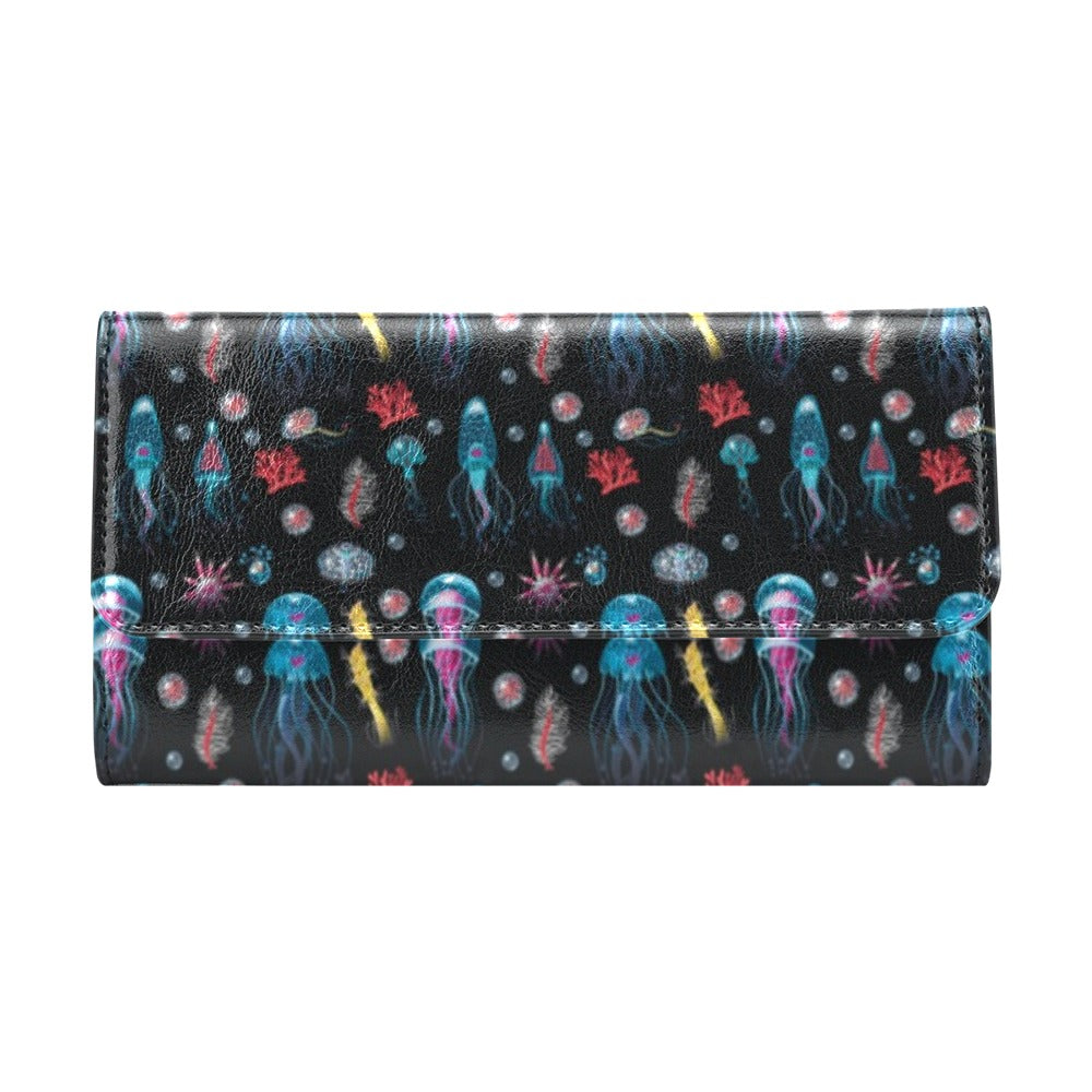 Jellyfish Underwater Print Women's Trifold Wallet