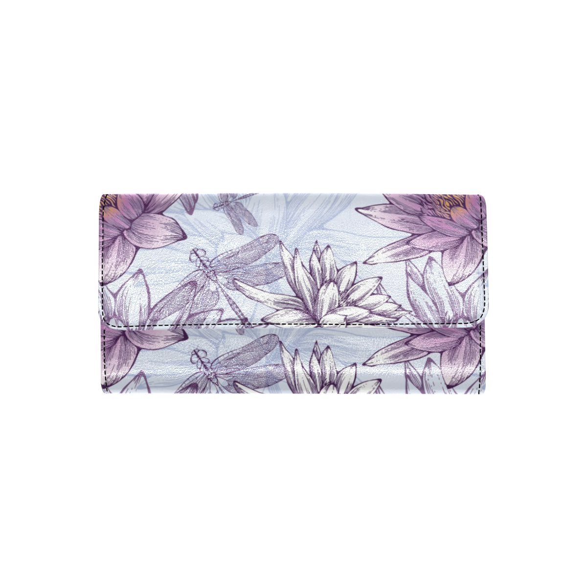 Water Lily Pattern Print Design WL01 Women's Trifold Wallet