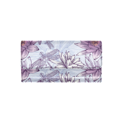 Water Lily Pattern Print Design WL01 Women's Trifold Wallet