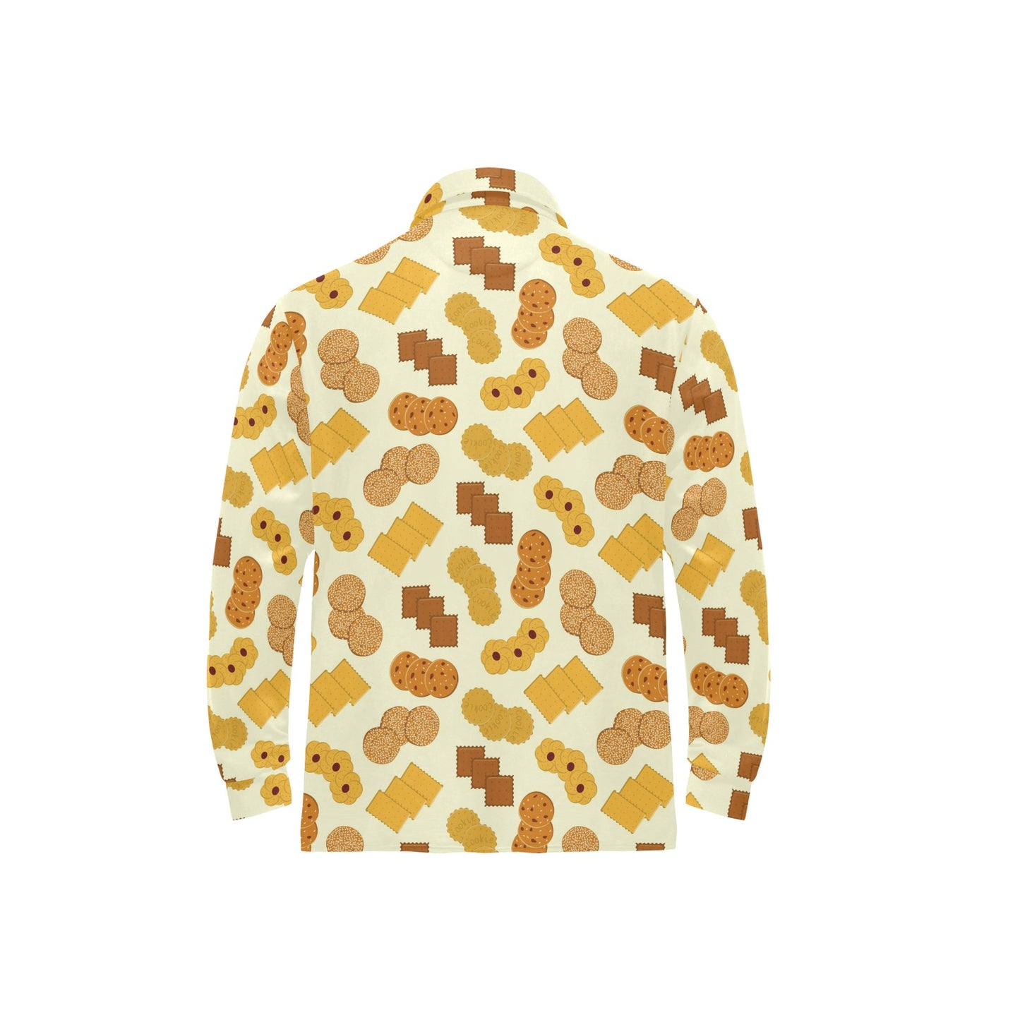 Cookie Pattern Print Design 06 Long Sleeve Polo Shirt For Men's