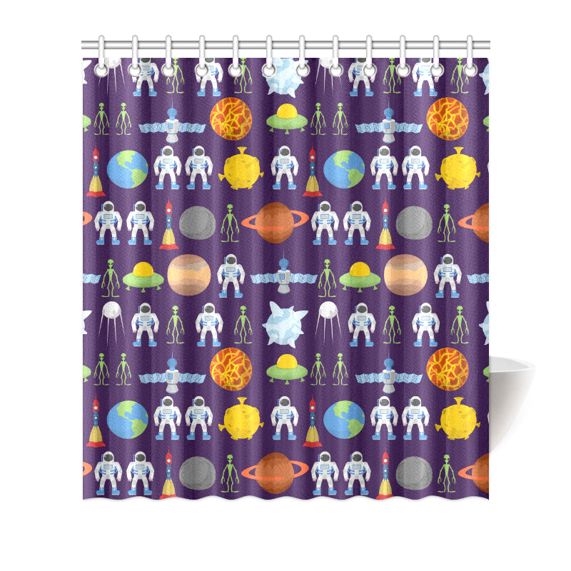 Alien Astronaut Planet Shower Curtain